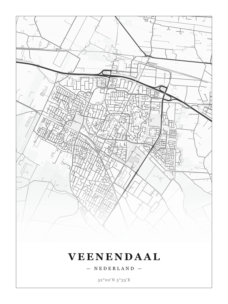 Stadskaart Veenendaal - Klassiek - Zonder lijst