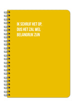 Ik schrijf het op, dus het zal wel belangrijk zijn