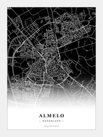 Stadskaart Almelo - Donker - Zonder lijst