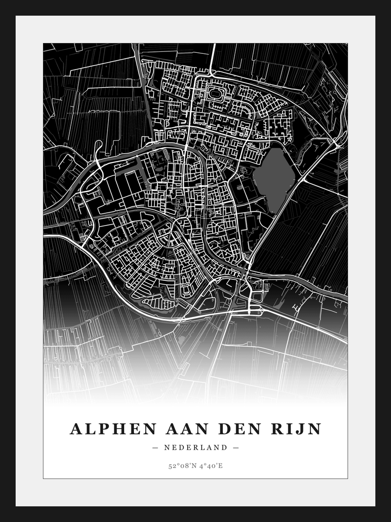 Stadskaart Alphen aan den Rijn - Donker