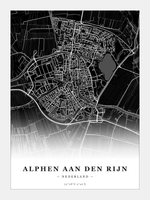 Stadskaart Alphen aan den Rijn - Donker - Zonder lijst