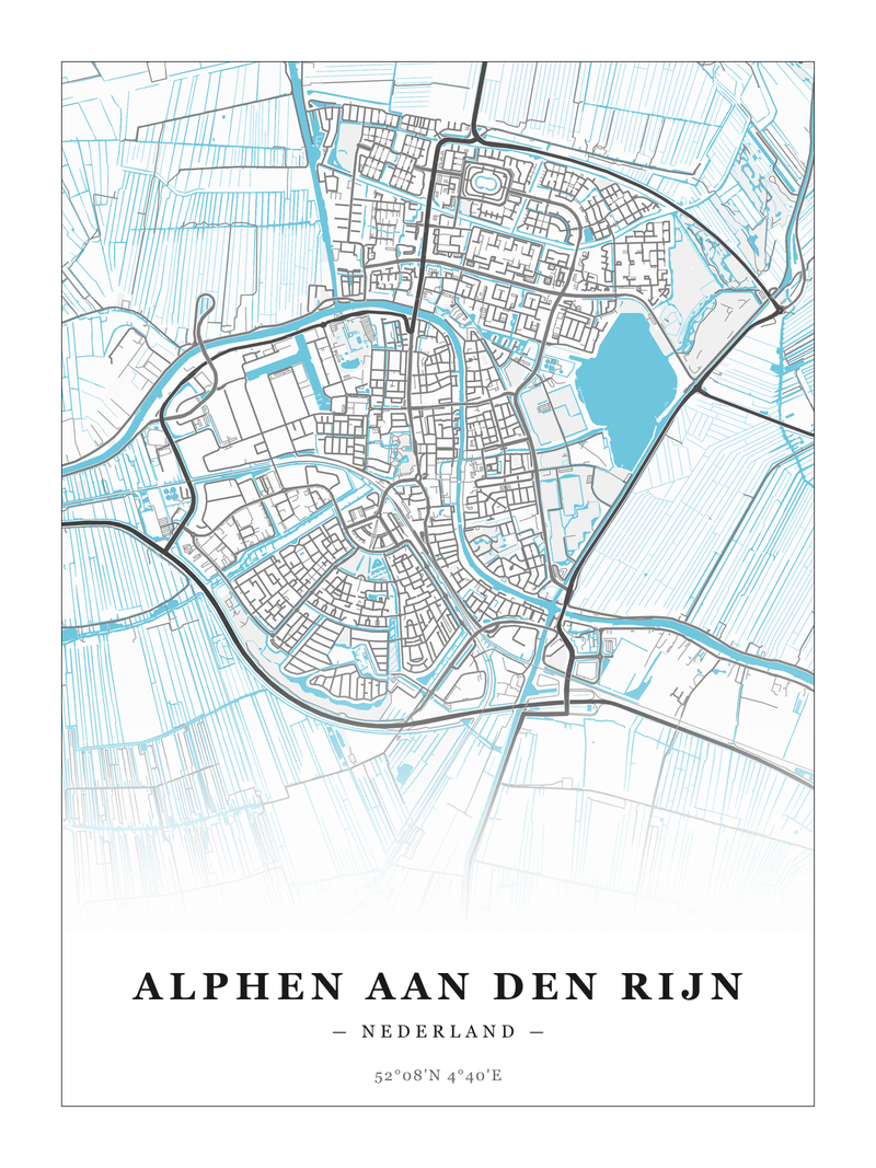 Stadskaart Alphen aan den Rijn - Water - Zonder lijst