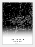 Stadskaart Appingedam - Donker - Zonder lijst