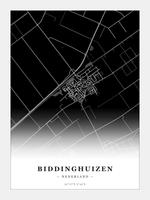 Stadskaart Biddinghuizen - Donker - Zonder lijst