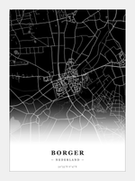 Stadskaart Borger - Donker - Zonder lijst