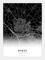 Stadskaart Borne - Donker - Zonder lijst