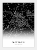 Stadskaart Coevorden - Donker - Zonder lijst