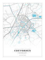 Stadskaart Coevorden - Water - Zonder lijst