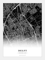 Stadskaart Delft - Donker - Zonder lijst