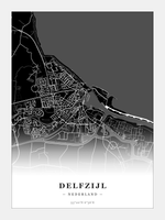Stadskaart Delfzijl - Donker - Zonder lijst