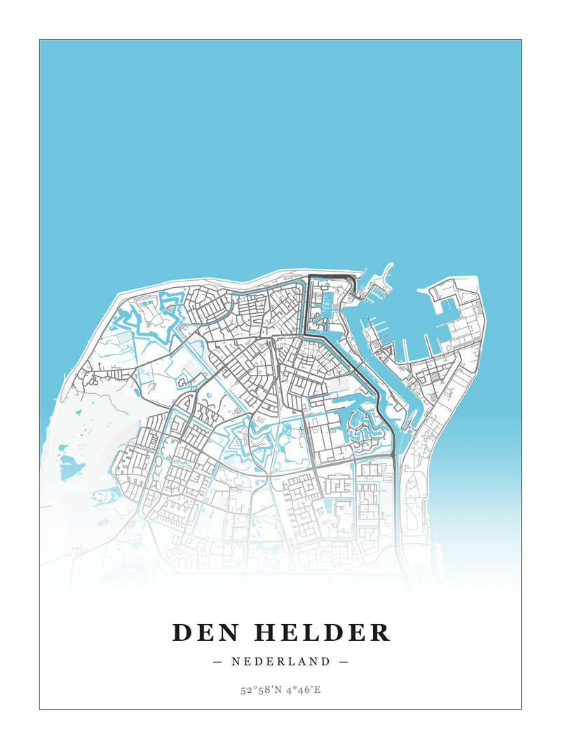 Stadskaart Den Helder - Water - Zonder lijst