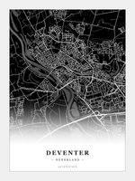 Stadskaart Deventer - Donker - Zonder lijst
