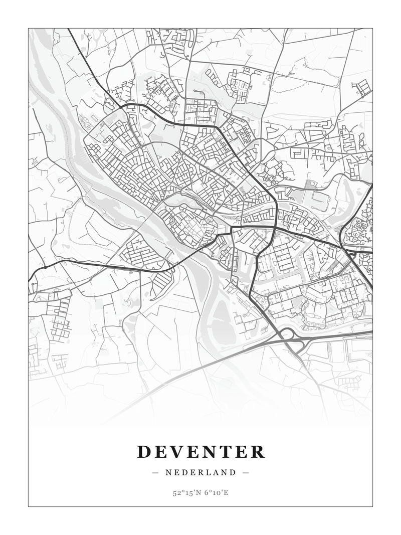 Stadskaart Deventer - Klassiek - Zonder lijst