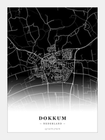 Stadskaart Dokkum - Donker - Zonder lijst