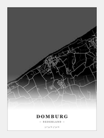 Stadskaart Domburg - Donker - Zonder lijst