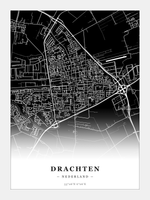 Stadskaart Drachten - Donker - Zonder lijst