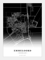 Stadskaart Emmeloord - Donker - Zonder lijst