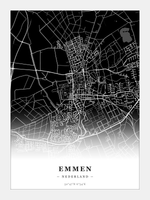 Stadskaart Emmen - Donker - Zonder lijst