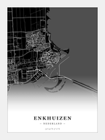 Stadskaart Enkhuizen - Donker - Zonder lijst