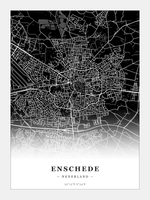 Stadskaart Enschede - Donker - Zonder lijst