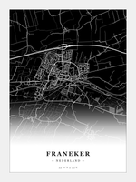 Stadskaart Franeker - Donker - Zonder lijst