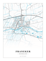 Stadskaart Franeker - Water - Zonder lijst