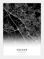 Stadskaart Geleen - Donker - Zonder lijst