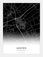Stadskaart Gieten - Donker - Zonder lijst