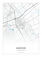 Stadskaart Gieten - Water - Zonder lijst