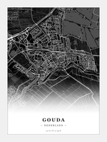 Stadskaart Gouda - Donker - Zonder lijst