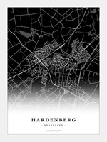 Stadskaart Hardenberg - Donker - Zonder lijst