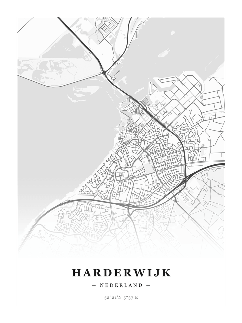 Stadskaart Harderwijk - Klassiek - Zonder lijst
