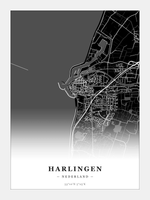 Stadskaart Harlingen - Donker - Zonder lijst