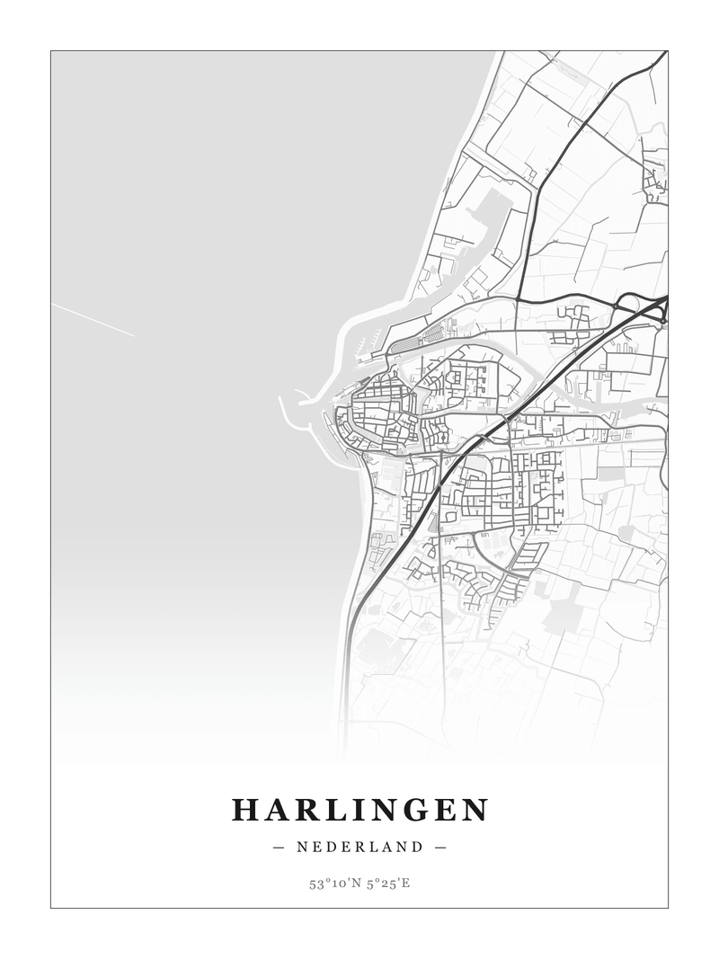 Stadskaart Harlingen - Klassiek - Zonder lijst