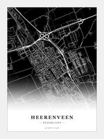 Stadskaart Heerenveen - Donker - Zonder lijst