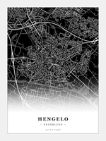 Stadskaart Hengelo - Donker - Zonder lijst