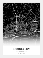 Stadskaart Hoogeveen - Donker - Zonder lijst