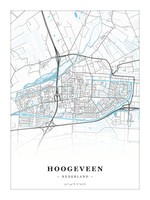 Stadskaart Hoogeveen - Water - Zonder lijst