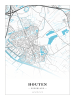 Stadskaart Houten - Water - Zonder lijst