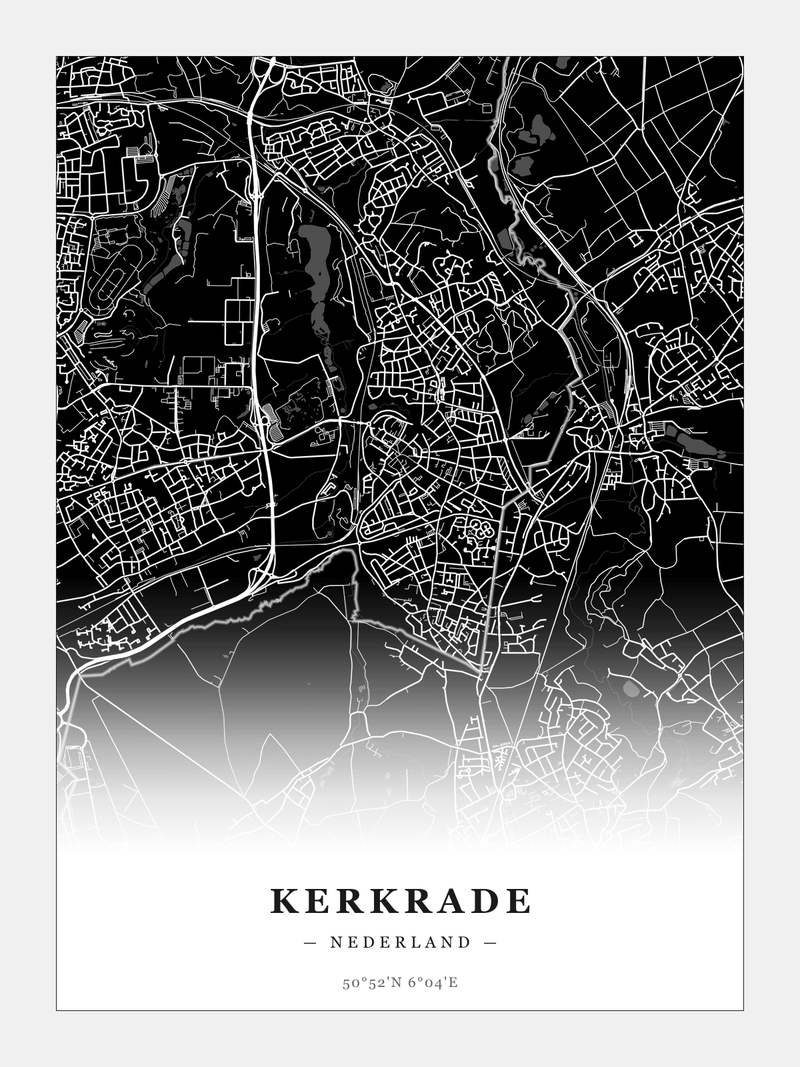 Stadskaart Kerkrade - Donker - Zonder lijst