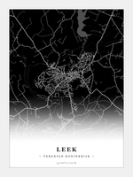 Stadskaart Leek - Donker - Zonder lijst