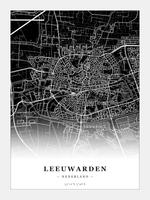 Stadskaart Leeuwarden - Donker - Zonder lijst