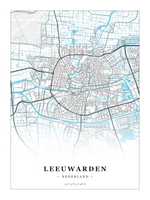 Stadskaart Leeuwarden - Water - Zonder lijst
