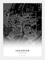 Stadskaart Lelystad - Donker - Zonder lijst