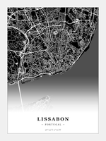 Stadskaart Lissabon - Donker - Zonder lijst