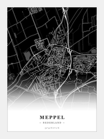 Stadskaart Meppel - Donker - Zonder lijst