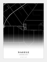 Stadskaart Nagele - Donker - Zonder lijst