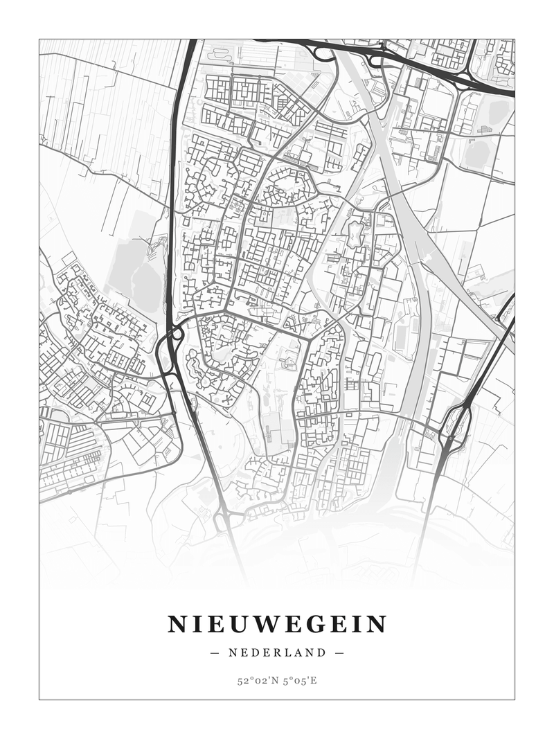 Stadskaart Nieuwegein - Klassiek - Zonder lijst