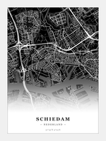 Stadskaart Schiedam - Donker - Zonder lijst