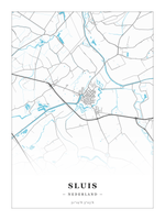 Stadskaart Sluis - Water - Zonder lijst